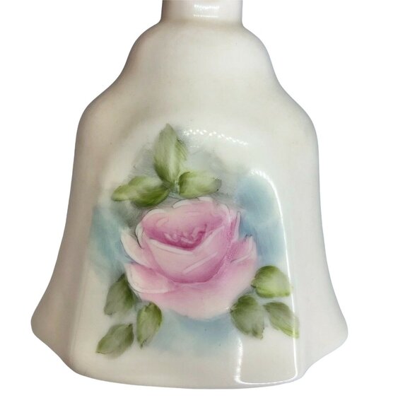Hand-Painted Ceramic Bell With Pink Rose Design By H. Kline - Picture 3 of 8